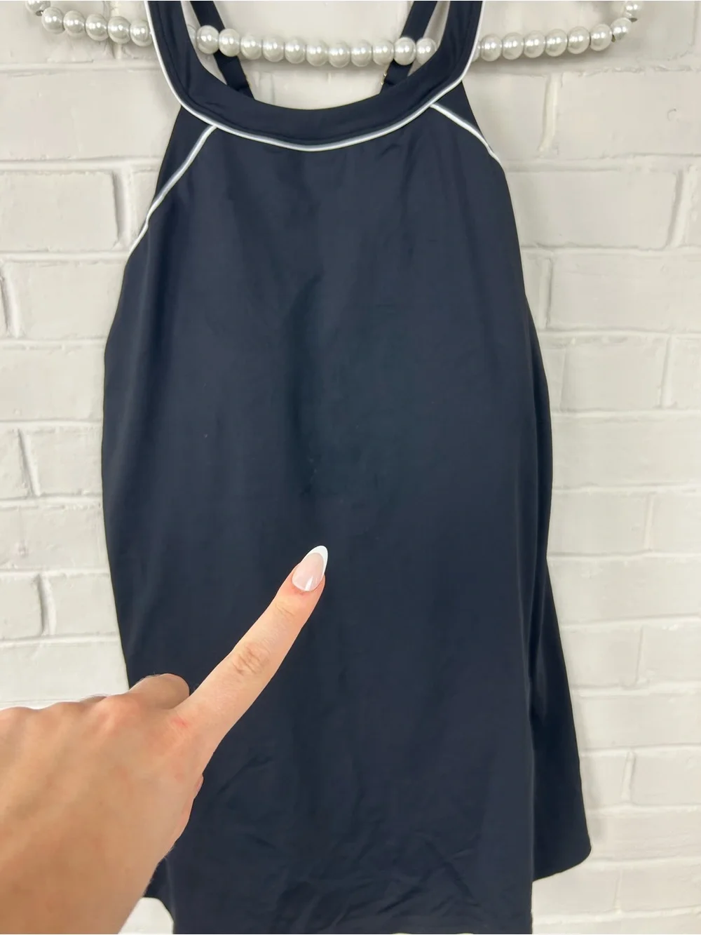 NWT Lands’ End Petite High Neck Swim Dress Swimsuit Size 12P FLAW